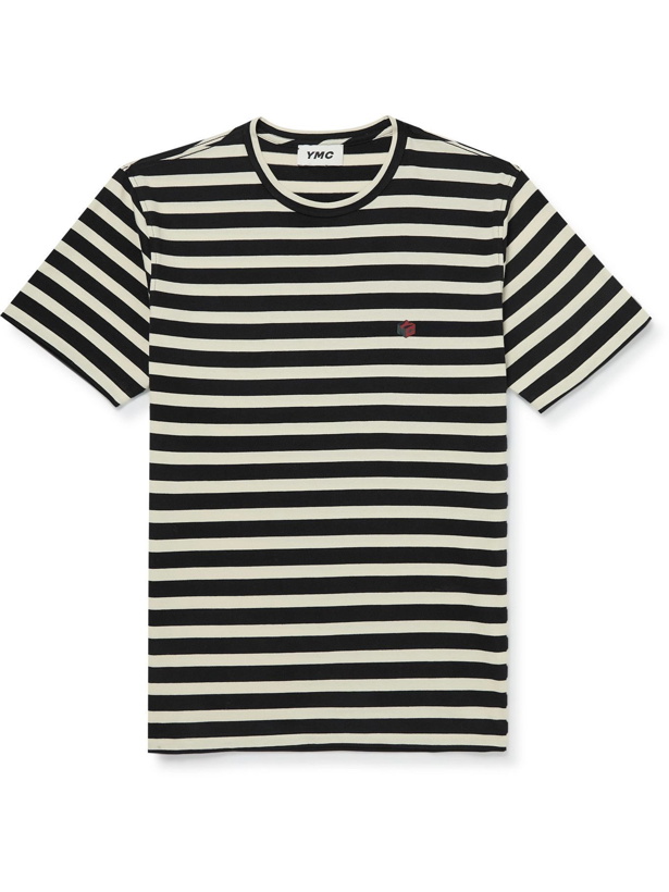 Photo: YMC - Wild Ones Appliquéd Striped Organic Cotton-Jersey T-Shirt - Black