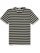 YMC - Wild Ones Appliquéd Striped Organic Cotton-Jersey T-Shirt - Black