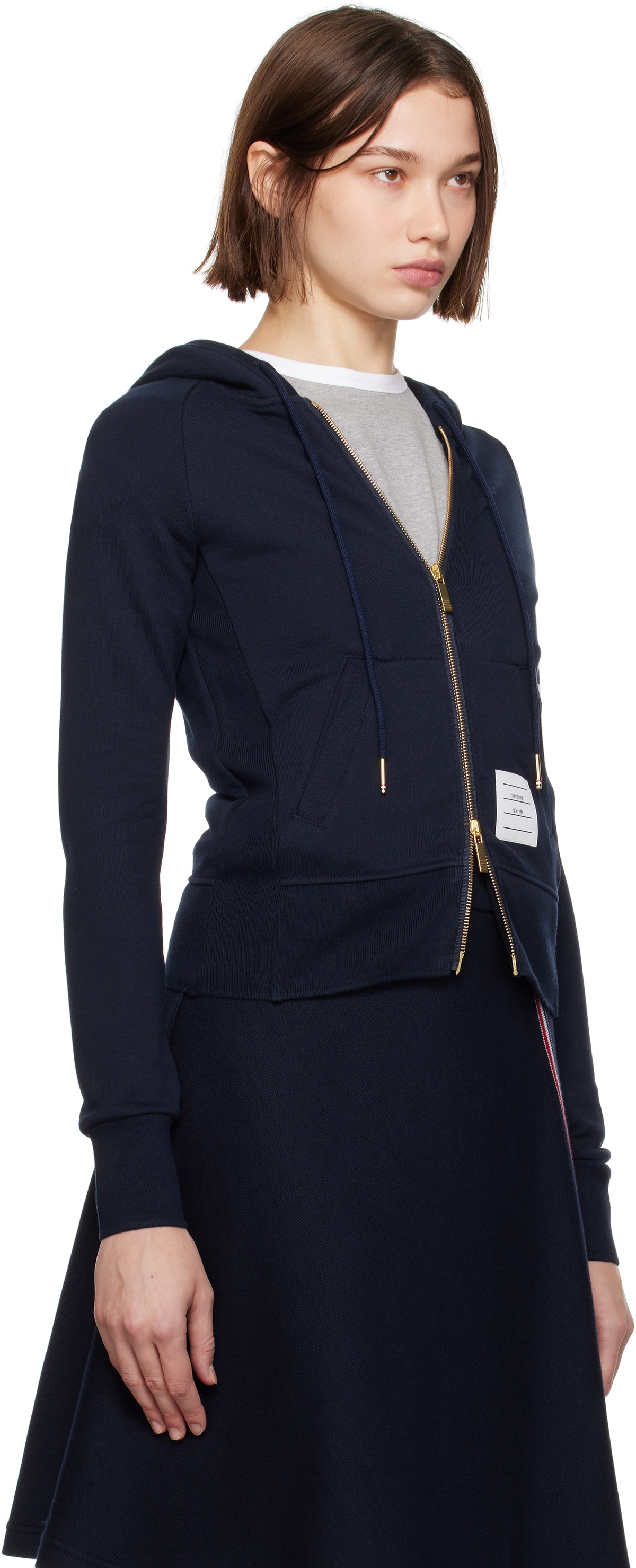 Thom Browne Navy Classic Loopback Full Zip Hoodie