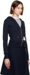 Thom Browne Navy Classic Loopback Full Zip Hoodie