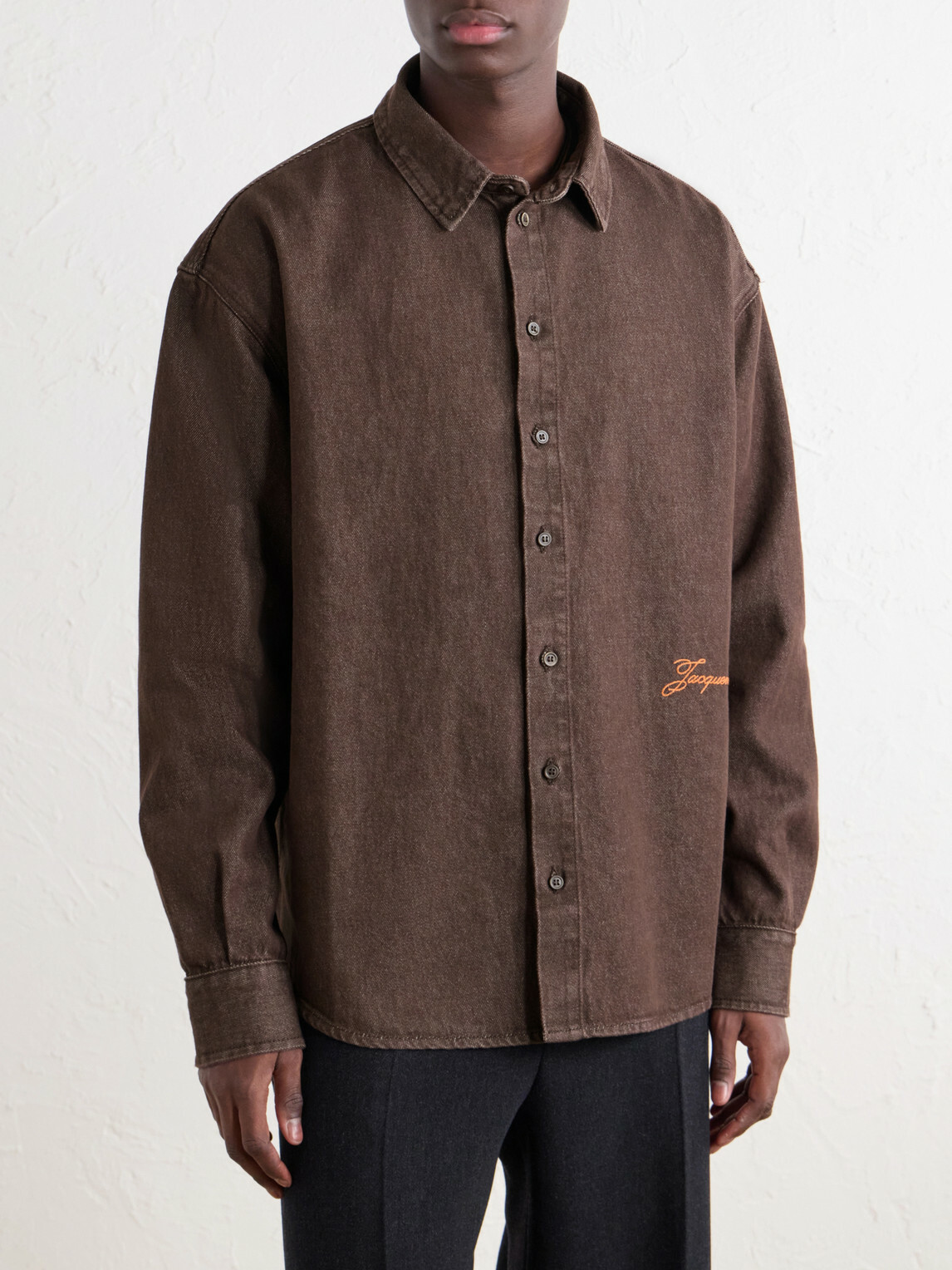 Jacquemus - Simon Logo-Embroidered Denim Shirt - Brown