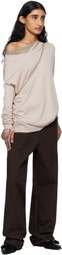 Ann Demeulemeester Beige Helle High-Comfort Sweater