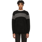 The Elder Statesman SSENSE Exclusive Black and Grey Cashmere Striped Racing Sweater