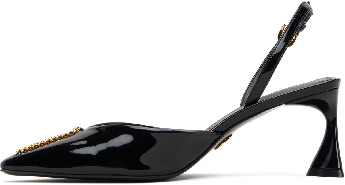 Stella McCartney Black Elsa Patent Slingback Heels