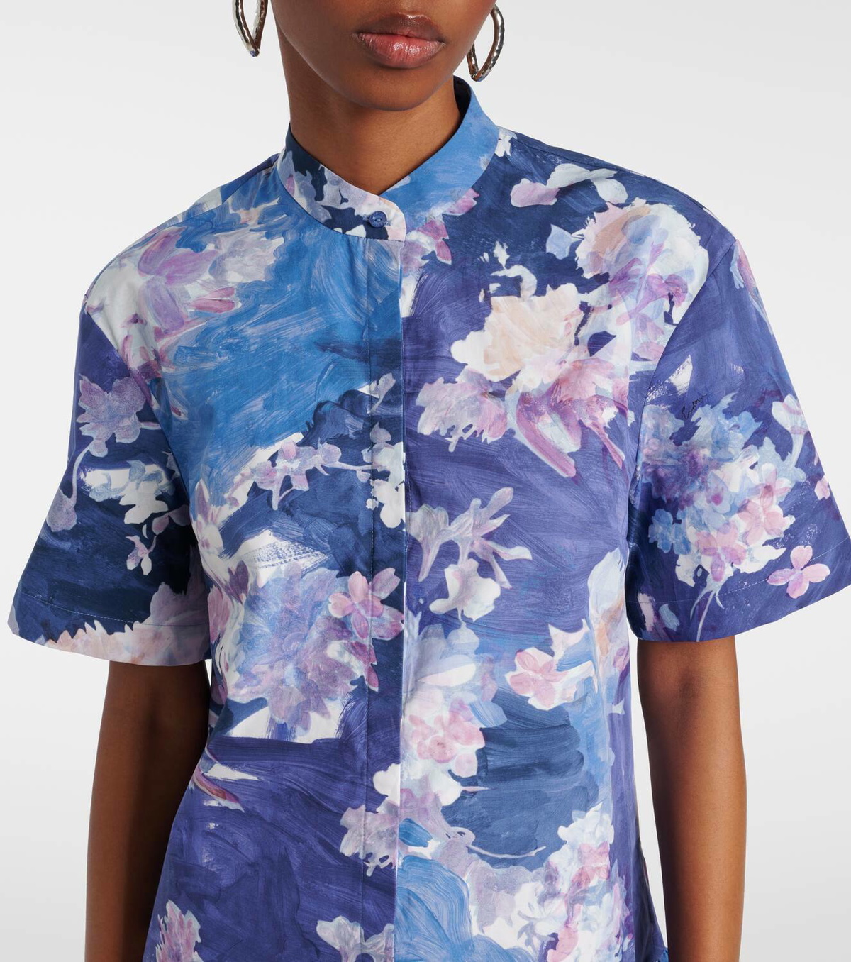 Erdem Floral peplum cotton poplin minidress