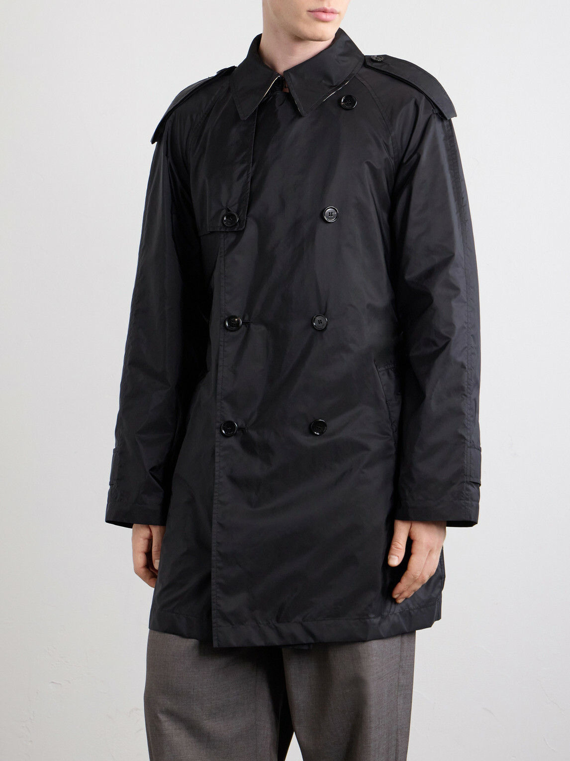 Burberry - Belted Shell Trench Coat - Black