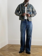KAPITAL - Embroidered Patchwork Cotton and Linen-Blend Jacket - Blue