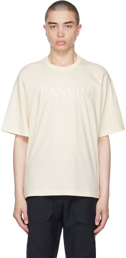 Photo: Lanvin Beige Logo Embroidered T-Shirt