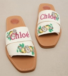 Chloé Woody embroidered linen slides