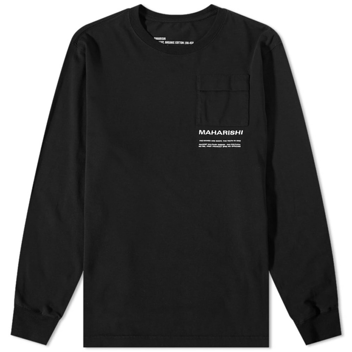 Photo: Maharishi Men's MILTYPE Embroidery Long Sleeve Pocket T-Shirt in Black