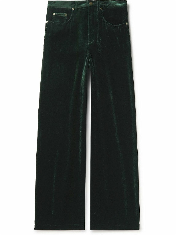 Photo: SAINT LAURENT - Wide-Leg Velvet Trousers - Green