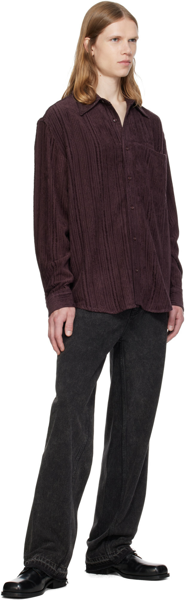 MMIC Burgundy Drape Shirt