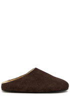 The Row Hudson Suede Sliders Brown
