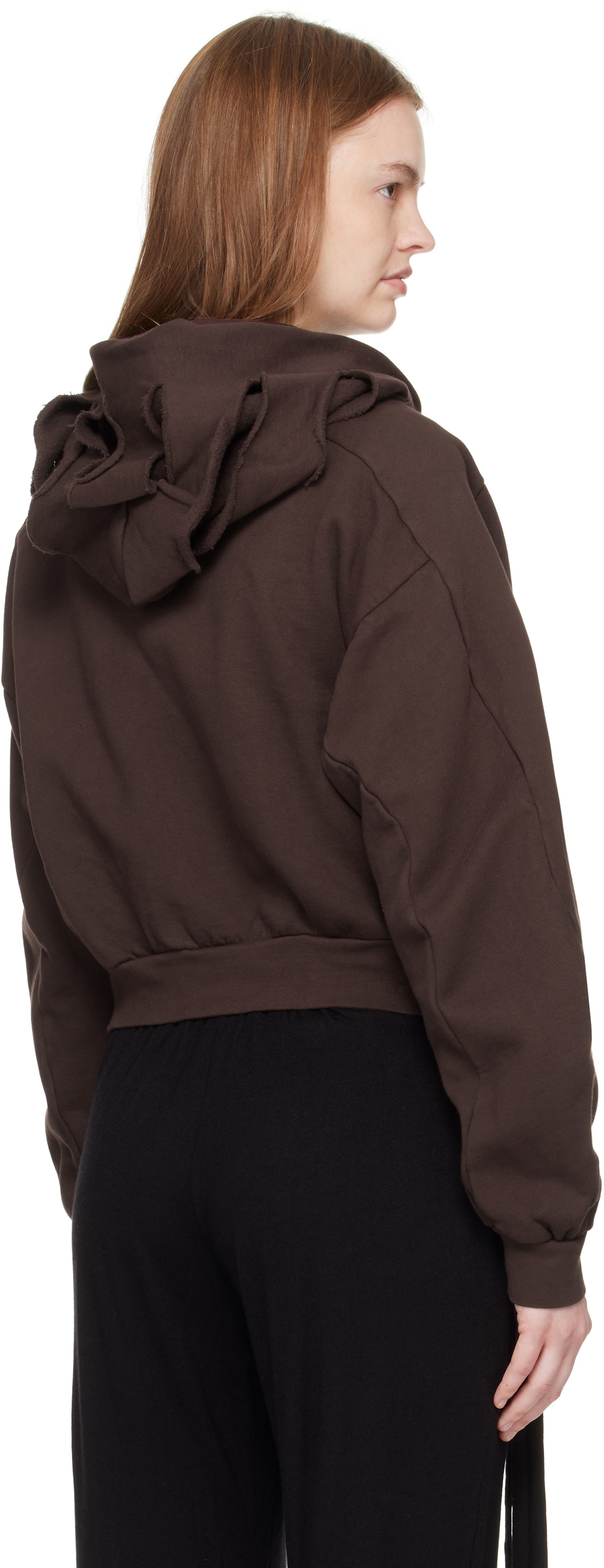 Ottolinger Brown Distressed Multiline Zip Hoodie