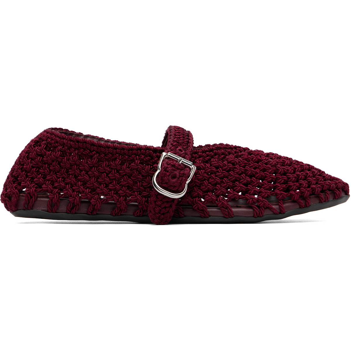 ALAÏA Burgundy Satin Cord Ballerina Flats
