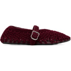 ALAÏA Burgundy Satin Cord Ballerina Flats