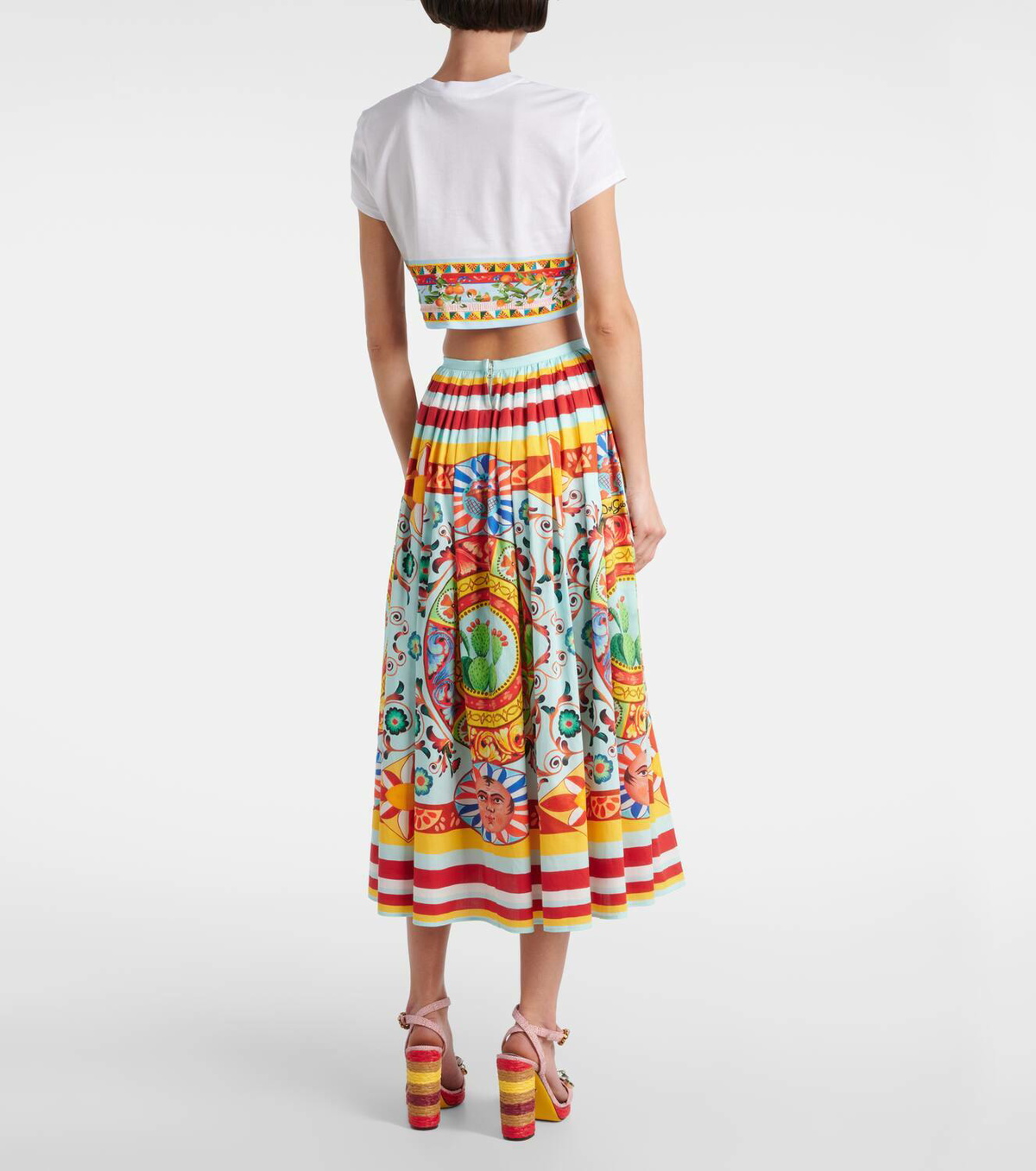 Dolce&Gabbana Cropped printed cotton T-shirt