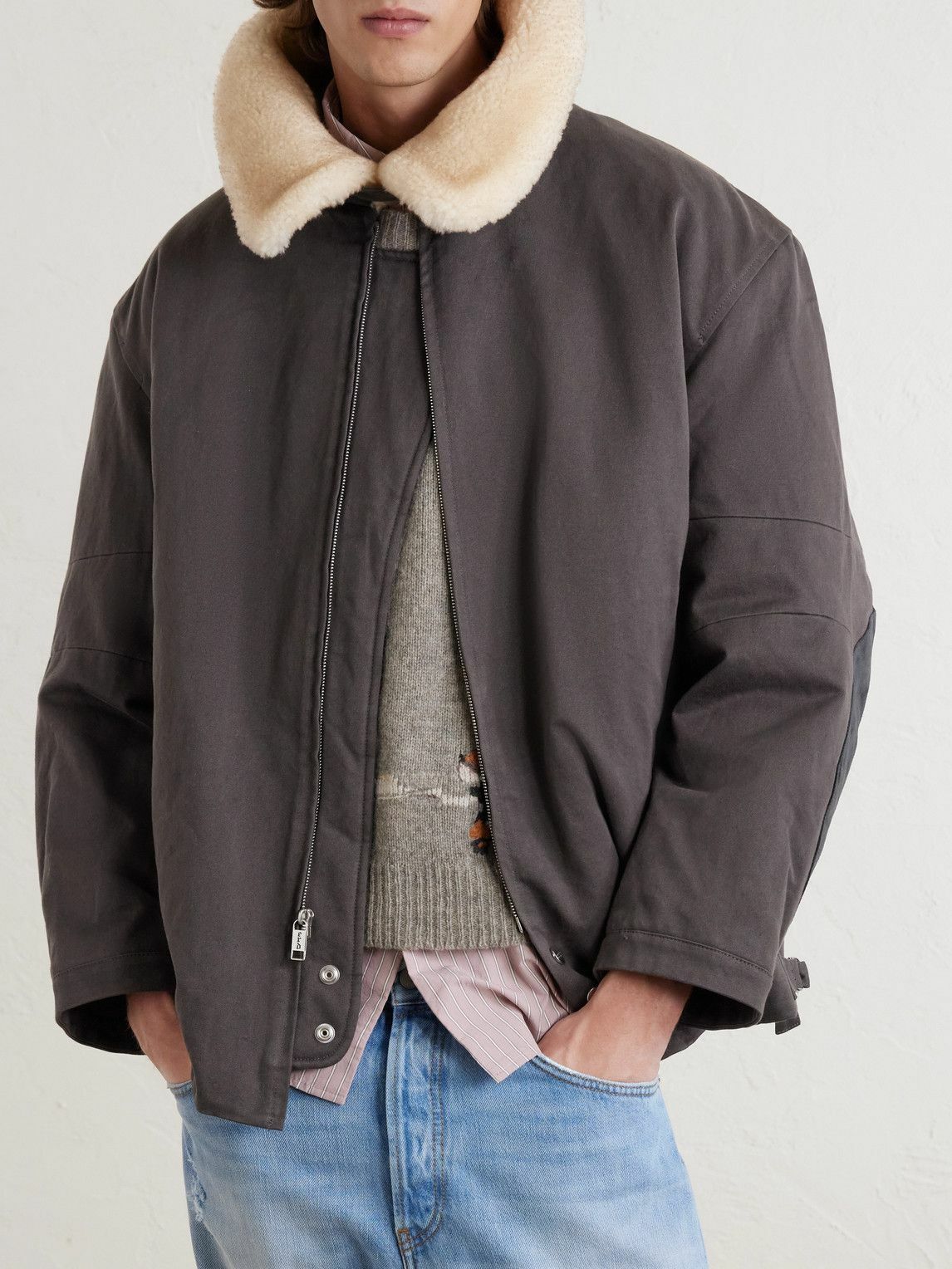 Enfants Riches Déprimés - Viktor Shearling-Trimmed Padded Cotton-Twill Jacket - Black