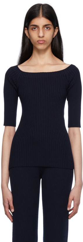 Photo: Chloé Navy Off-The-Shoulder Sweater