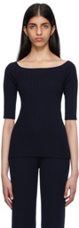 Chloé Navy Off-The-Shoulder Sweater