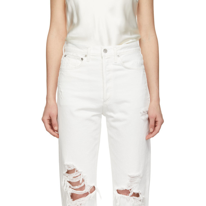 Agolde White 90s Mid Rise Loose Fit Jeans