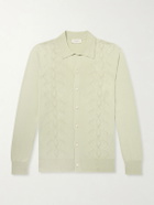 PIACENZA 1733 - Pointelle-Knit Silk and Cotton-Blend Cardigan - Green