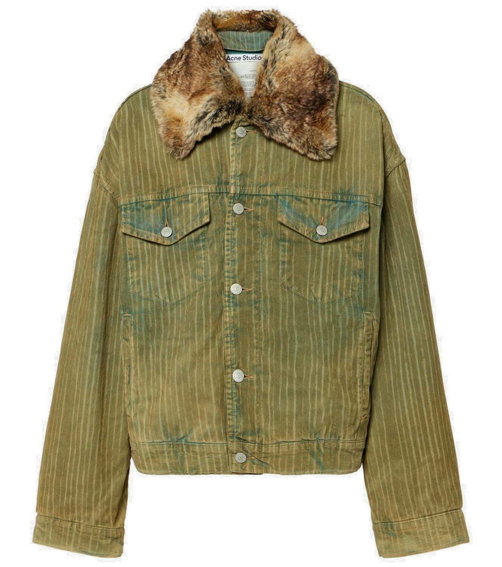 Photo: Acne Studios Faux fur-trimmed denim jacket