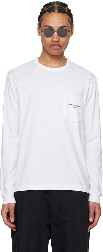 Photo: Comme des Garçons Homme White Patch Pocket Long Sleeve T-Shirt