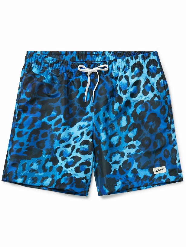 Photo: Bather - Straight-Leg Mid-Length Leopard-Print Swim Shorts - Blue