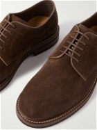 Brunello Cucinelli - Leather-Trimmed Suede Derby Shoes - Brown