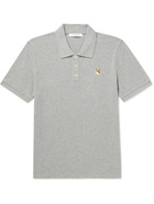 Maison Kitsuné - Logo-Appliquéd Cotton-Piqué Polo Shirt - Gray