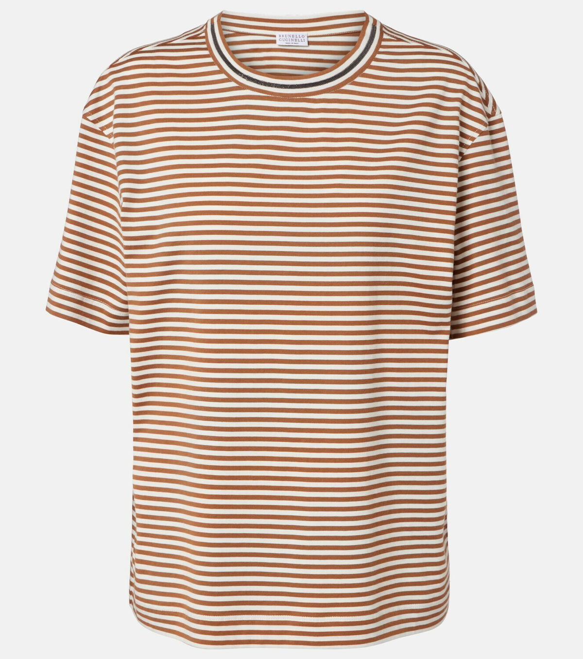 Brunello Cucinelli Striped oversized cotton jersey T-shirt