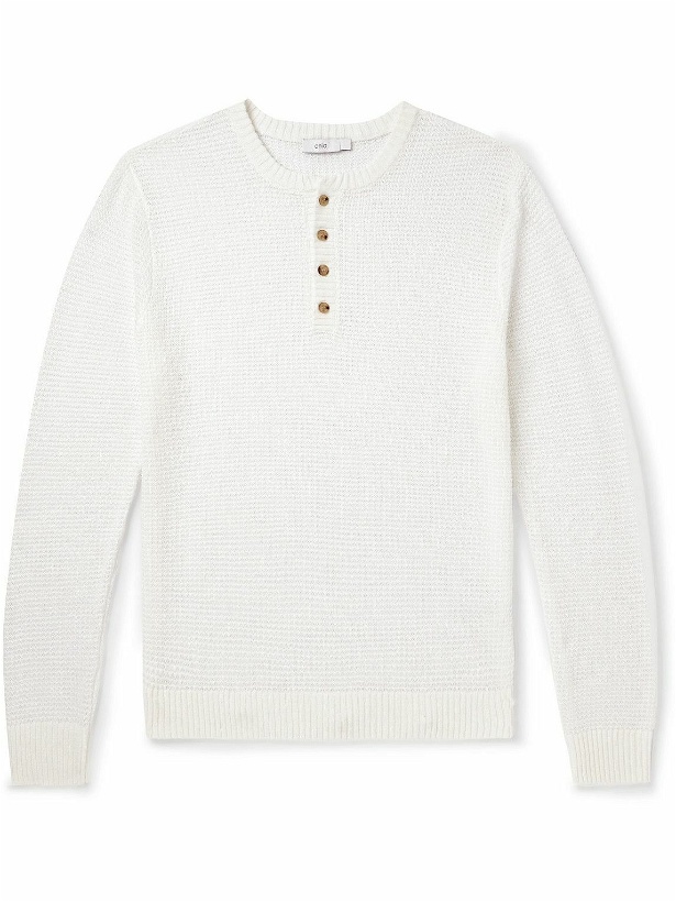 Photo: Onia - Crochet-Knit Linen Henley Sweater - White