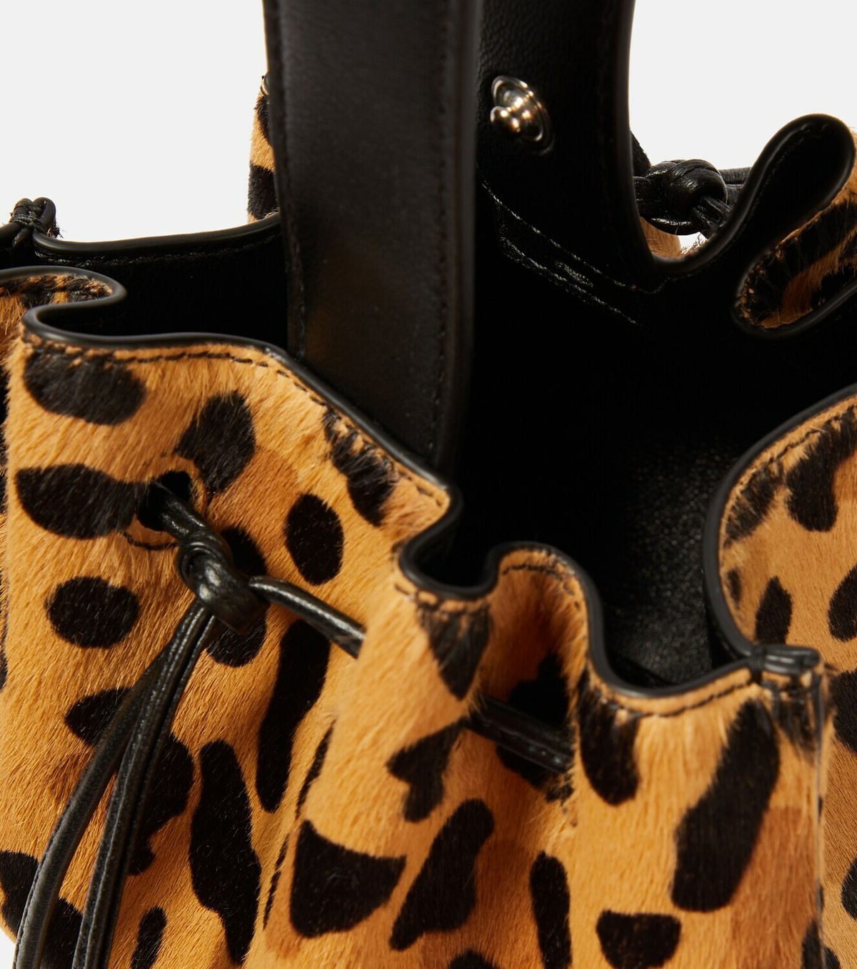 ALAÏA Rose Marie leopard-print pony hair and leather bucket bag