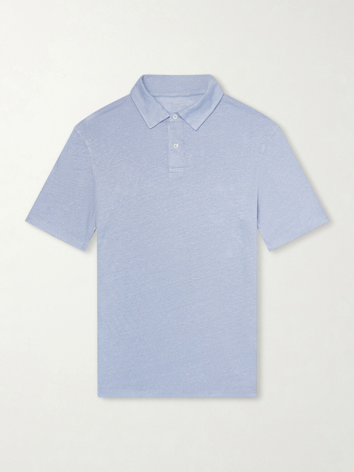 Hartford - Knitted Linen Polo Shirt - Blue