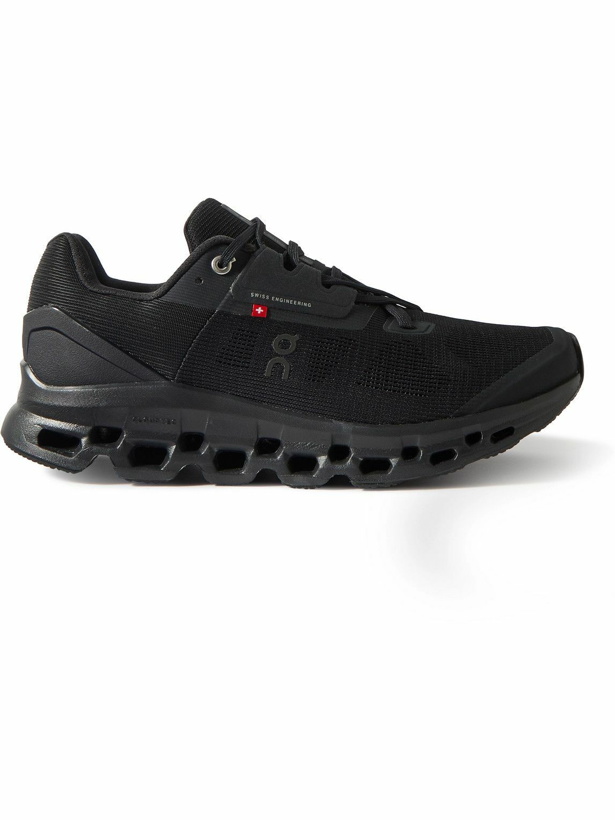 Photo: ON - Cloudstratus Rubber-Trimmed Mesh Running Sneakers - Black