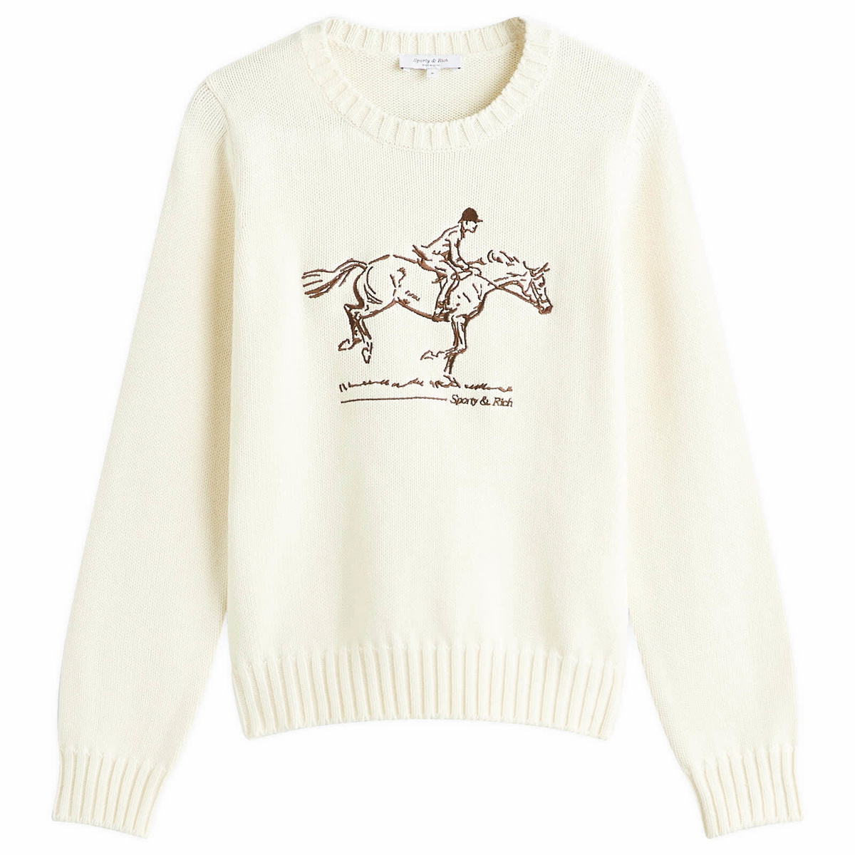 Sporty & Rich Women's Horse Knitted Sweater in Cream