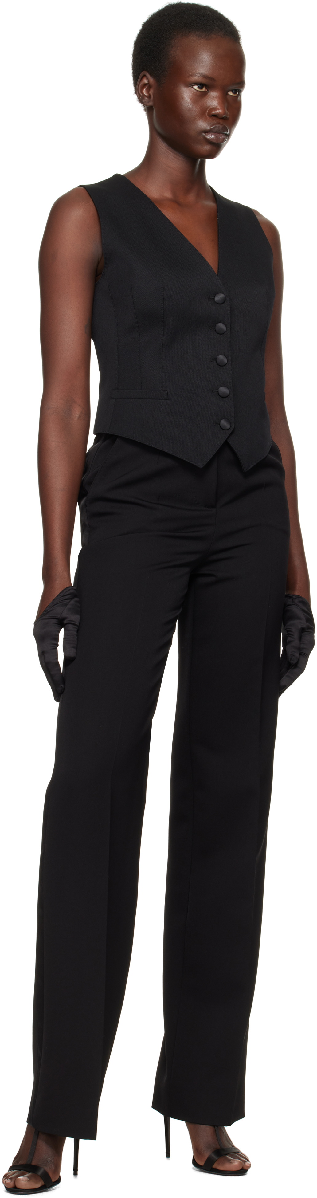 Dolce&Gabbana Black Gabardine Wool Vest
