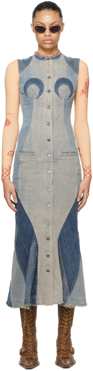 【関税&送料込】Marine Serre Denim Dungarees Dress Marine Serre Denim Dungarees Dress | italist