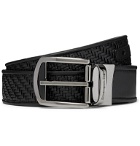 Ermenegildo Zegna - 3cm Black Reversible Pelle Tessuta and Smooth Leather Belt - Black