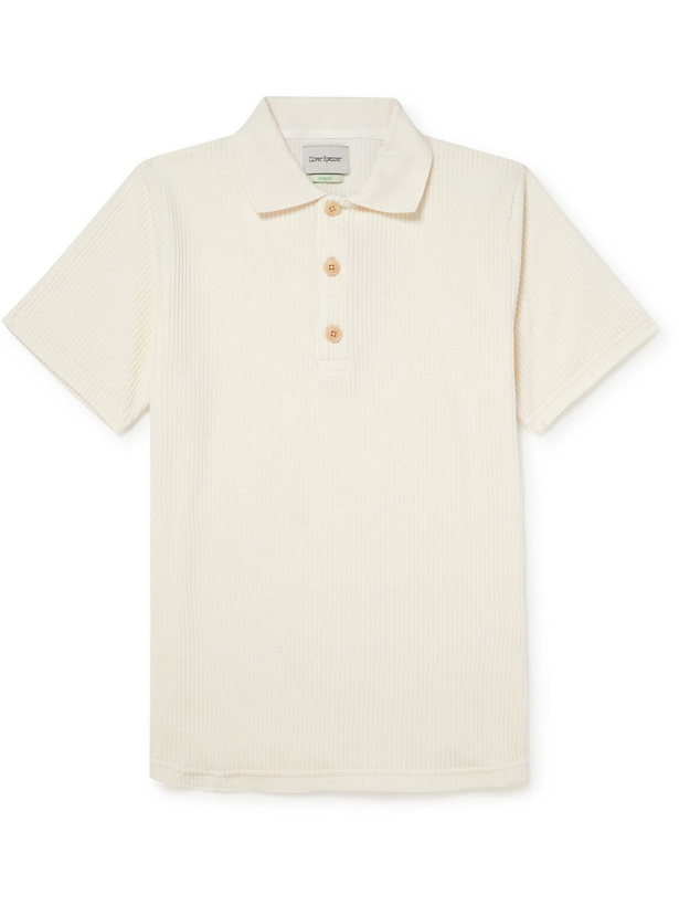 Photo: Oliver Spencer - Tabley Ribbed Organic Cotton-Blend Velour Polo Shirt - White