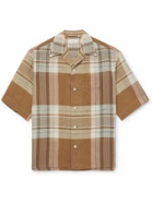 LEMAIRE - Camp-Collar Checked Cotton and Linen-Blend Shirt - Yellow - IT 46