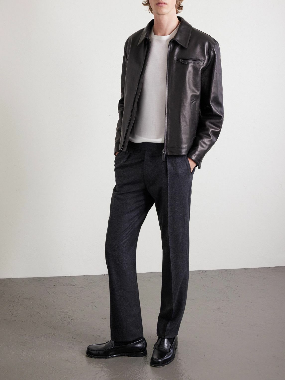J. Mueser - Waverly Straight-Leg Pleated Wool-Twill Suit Trousers - Gray