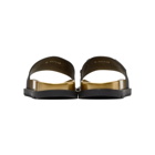 Fendi Black and Gold Rubber Fendi Vocabulary Sandals