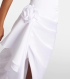 Rasario Floral-appliqué satin gown