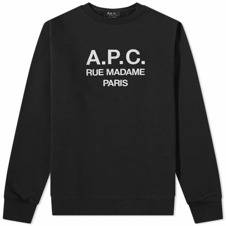 Photo: A.P.C. Men's Rufus Embroidered Logo Crew Sweat in Black