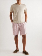 Ralph Lauren Purple label - Byron Straight-Leg Pleated Silk and Linen-Blend Shorts - Pink