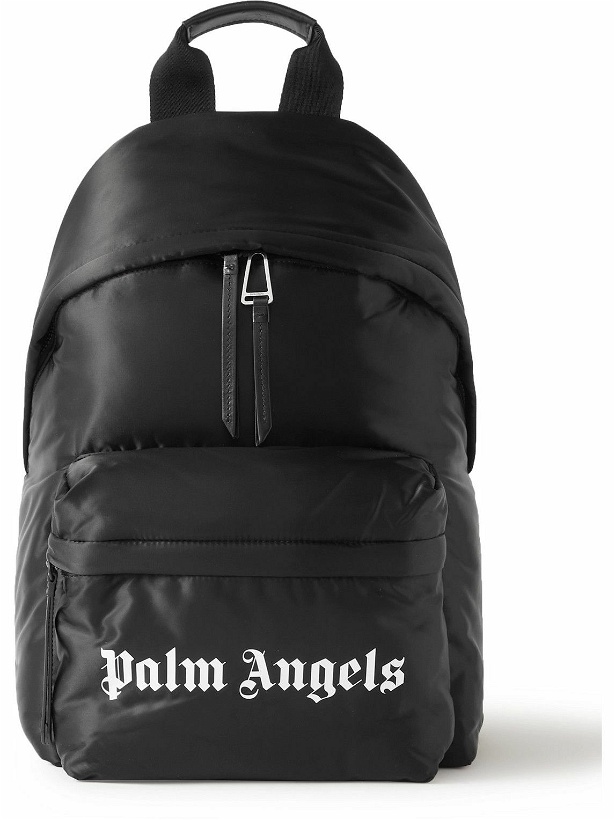 Photo: Palm Angels - Logo-Print Leather-Trimmed Shell Backpack