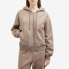Auralee Women's Smooth Soft Sweat Zip Parka Jacket in Olive Brown