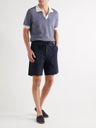 RICHARD JAMES - Wool and Cotton-Blend Drawstring Shorts - Blue